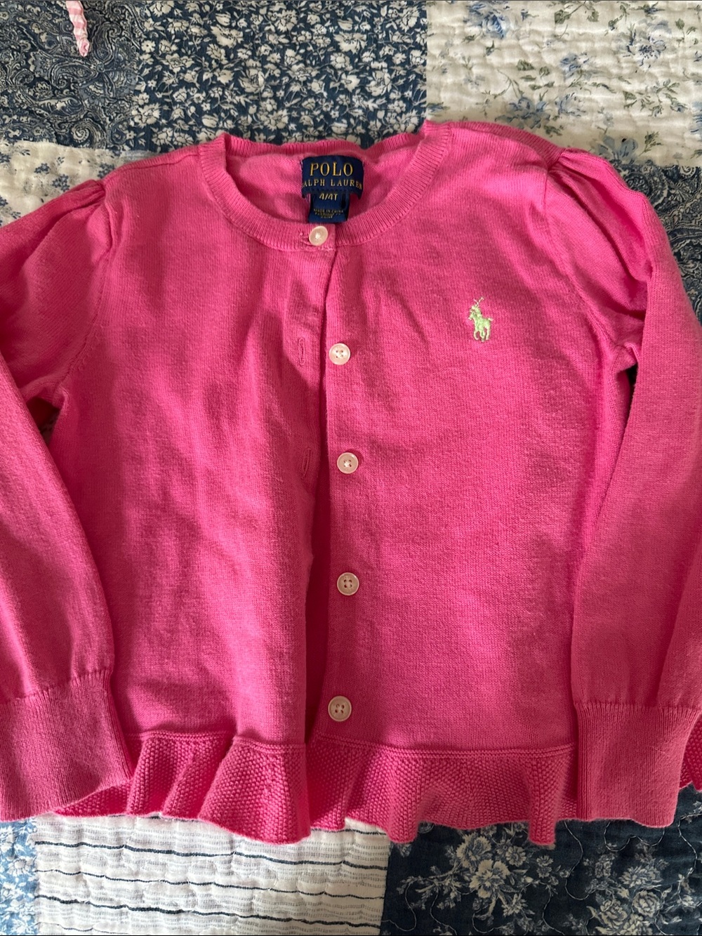 Polo by Ralph Lauren Bright Pink Girls' Button Cardigan